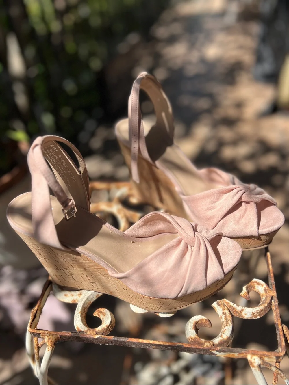 BP. Arya Platform Wedge Sandals Baby Blush (Pink) Size 6 1/2 / Faux Suede / Cork